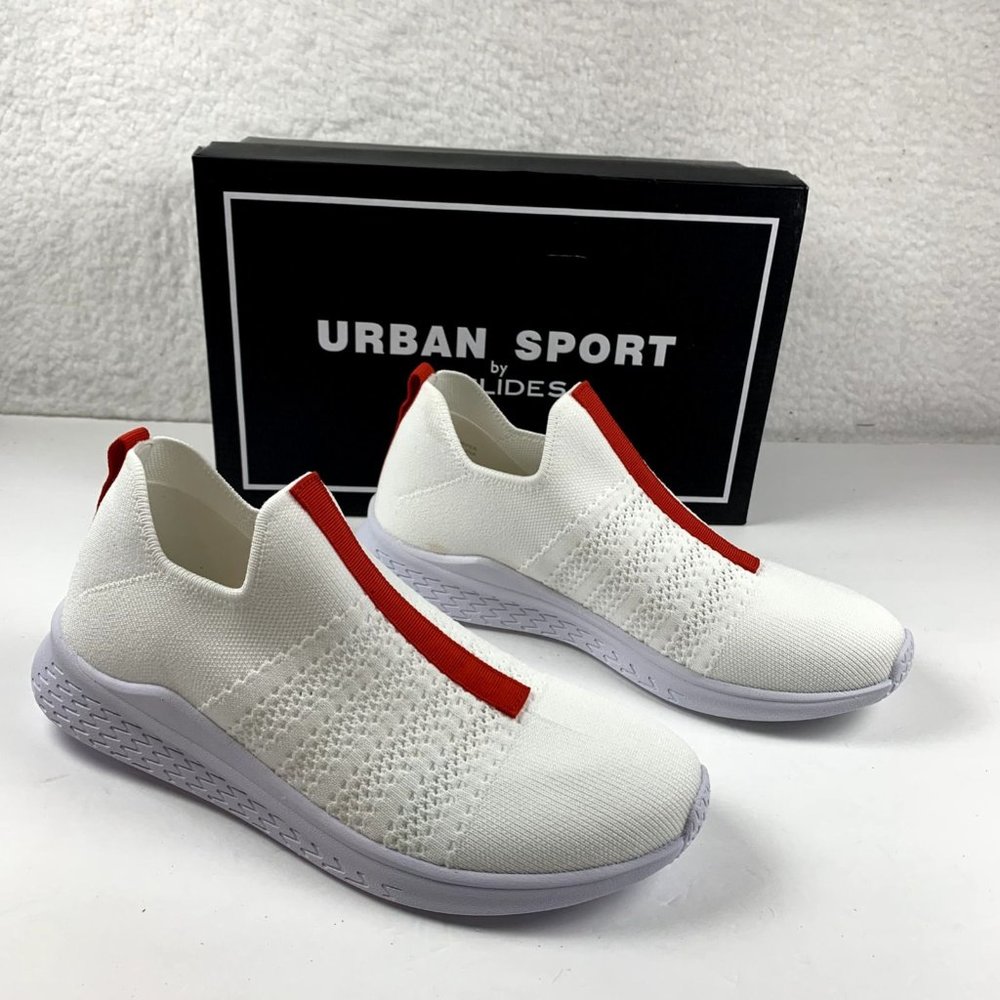 J/Slides Urban Sport Dalila Womens Shoes Size 9M‎ Athleisure White Knit NIB S157